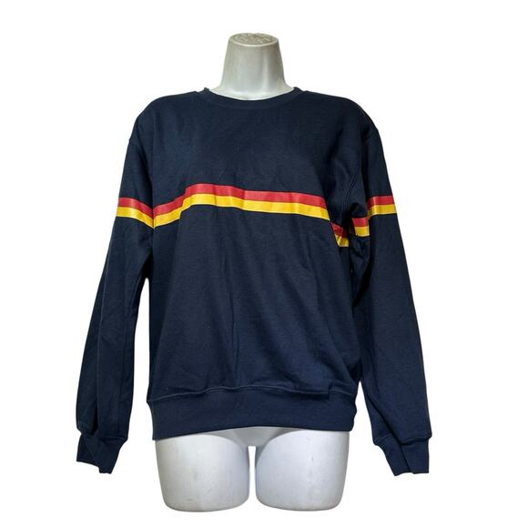 Sub Urban Riot Navy Pullover Sweatshirt XS Striped Retro Casual New - Picture 1 of 5
